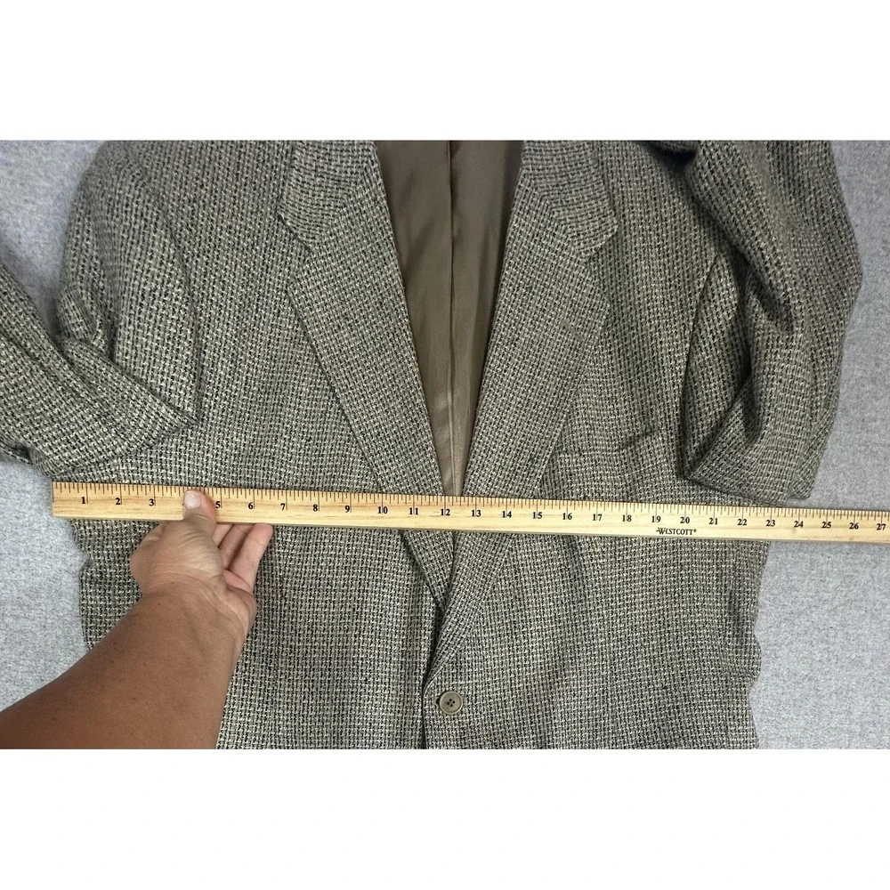 Vintage Norm Thompson‎ Blazer Mens 44R Brown Tweed Sport Coat Made USA 90s